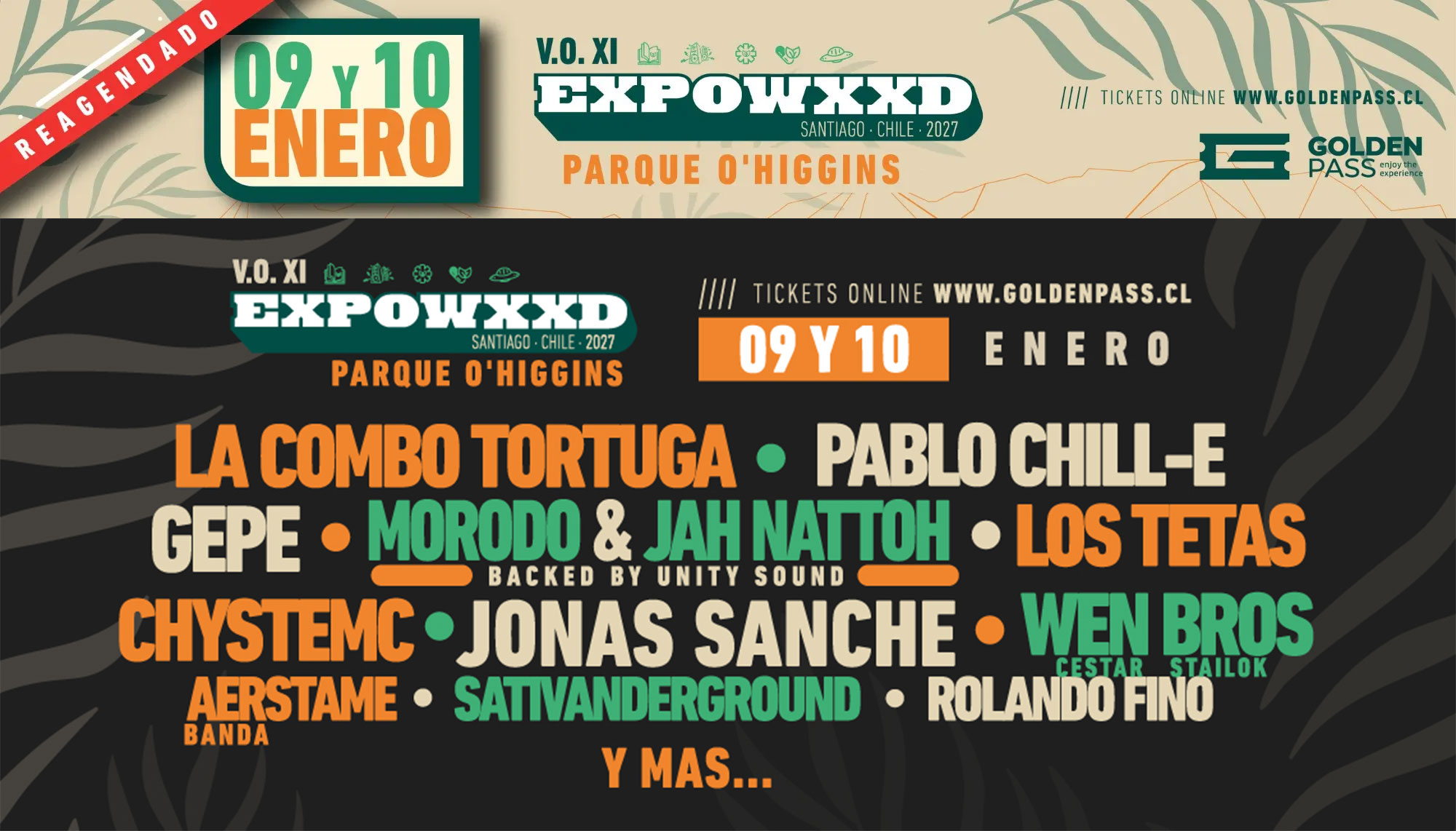 Expoweed reagendado: 9 y 10 de enero de 2027, Parque O'Higgins. Tickets online en goldenpass.cl